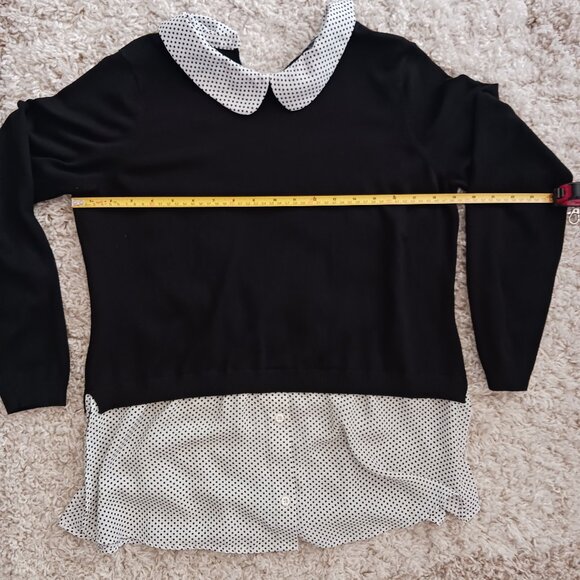 Adrianna Papell Women's Long Sleeve Combo Woven Black Sweater Top Black Size L - Picture 9 of 13
